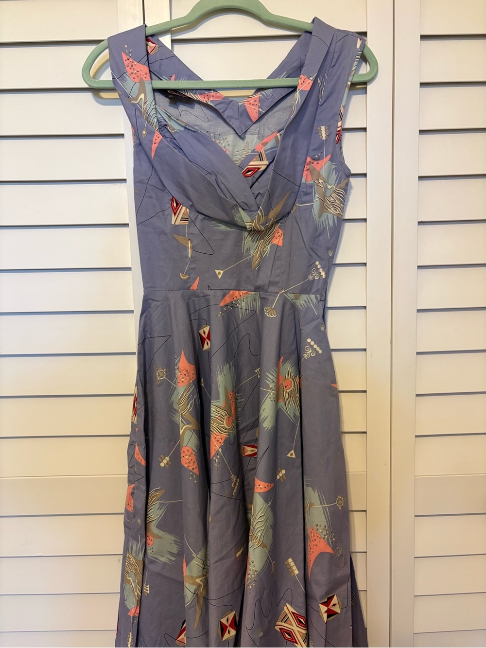 Trashy Diva Lavender Geometric & Coral Accent Midi Dress
